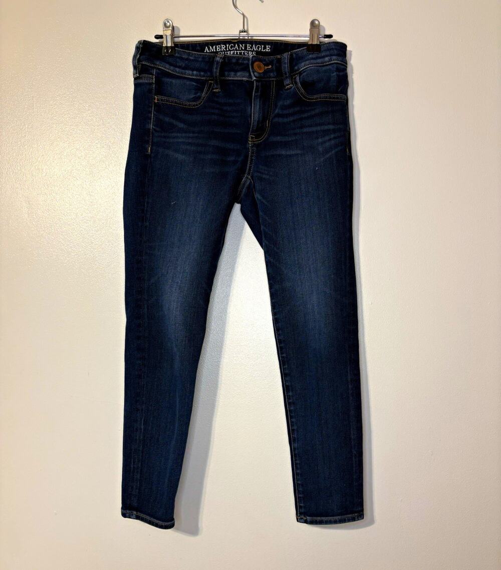 American Eagle Outfitters Blue Solid Crop Jeggings Size 0